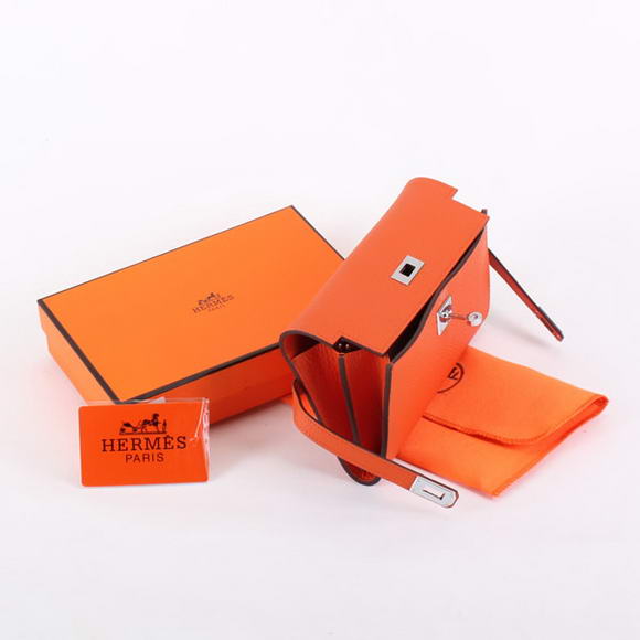 High Quality Hermes Kelly Bi-Fold Wallet A708 Orange Fake